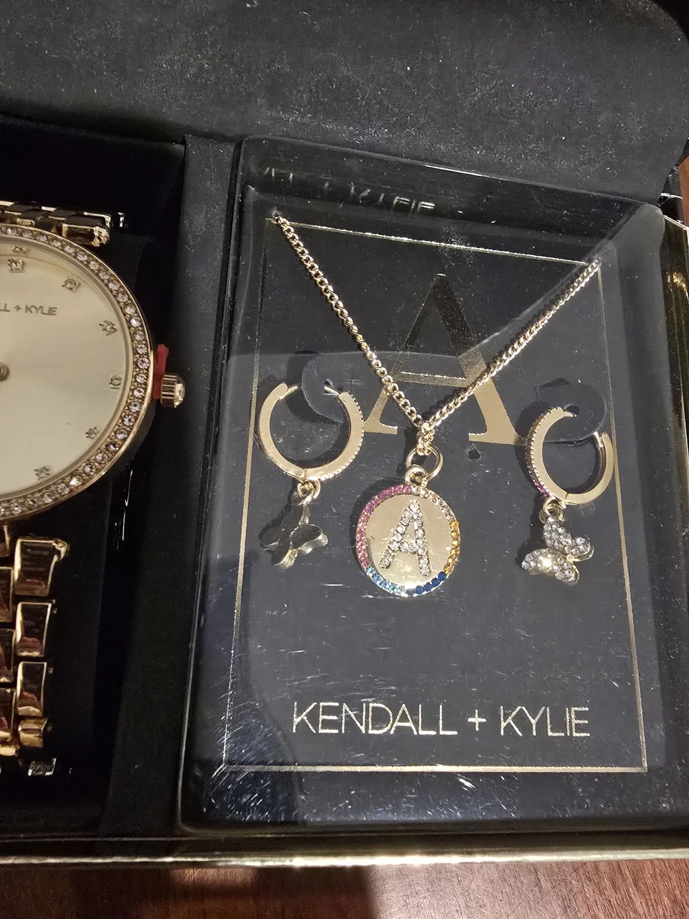 Kendall & Kylie Gold-Tone Watch and Jewelry Set - Letter A, New in Box